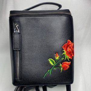 Rose Detail Black Backpack ~Excellent Condition